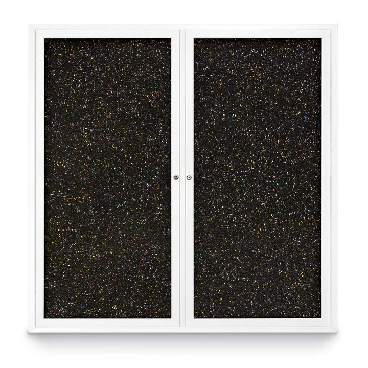Double Door Traditional Enclosed Black Recycled Rubber Bulletin Board
