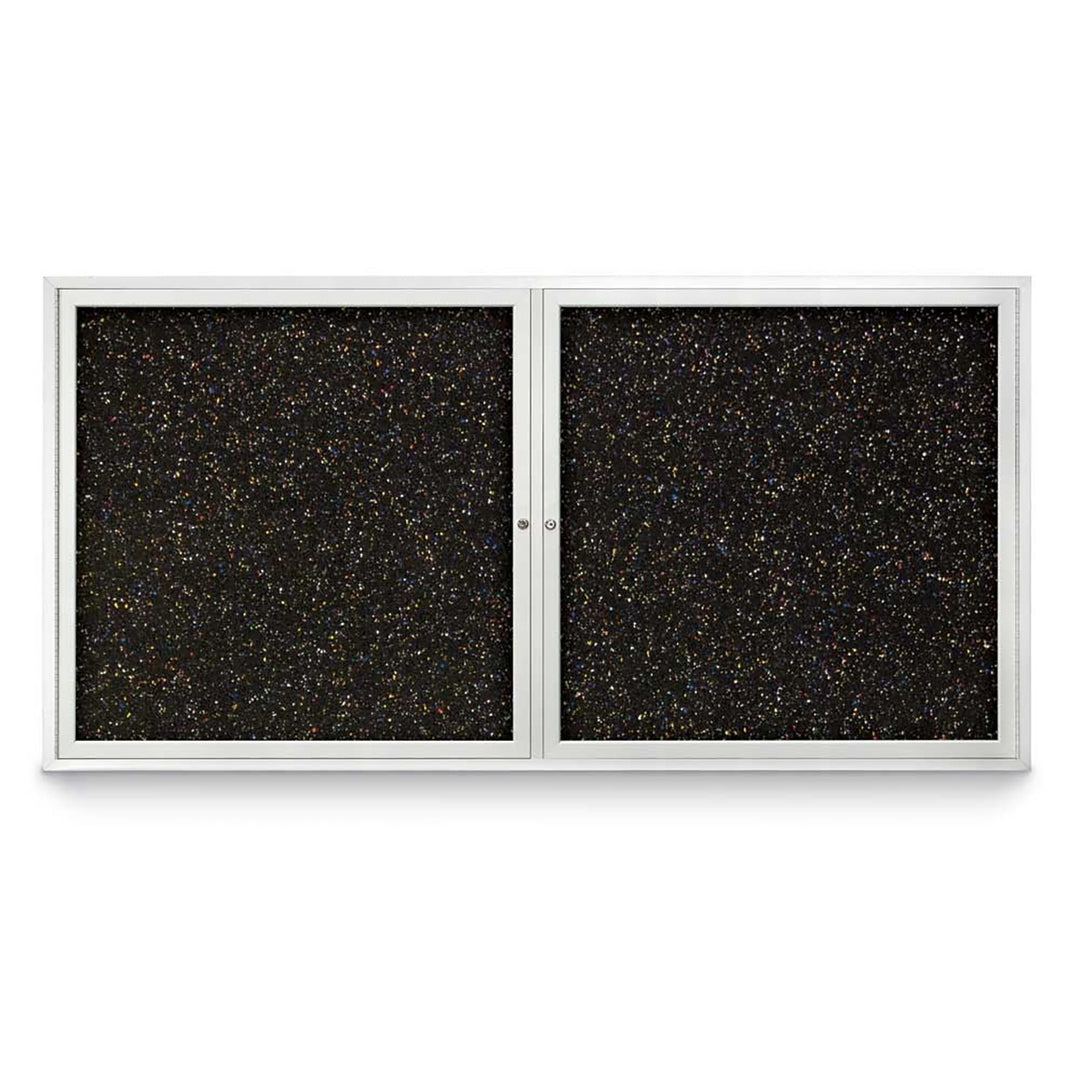 Double Door Traditional Enclosed Black Recycled Rubber Bulletin Board