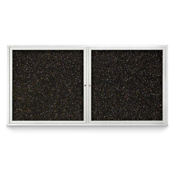 Double Door Traditional Enclosed Black Recycled Rubber Bulletin Board