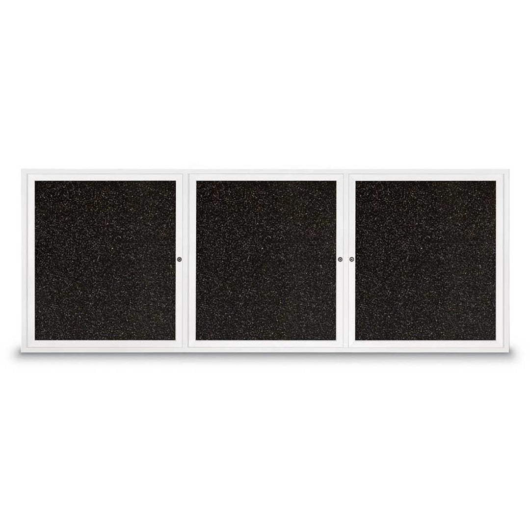 Triple Door Traditional Enclosed Black Recycled Rubber Bulletin Board