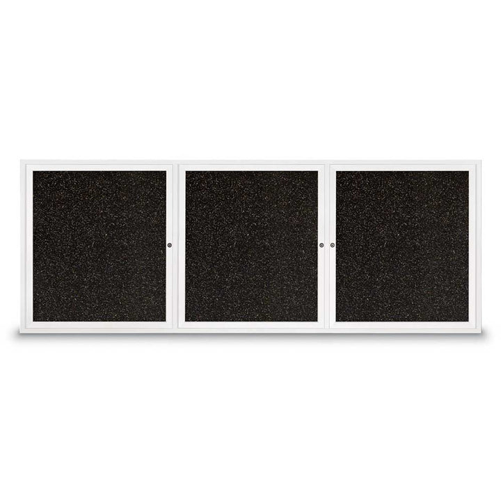 Triple Door Traditional Enclosed Black Recycled Rubber Bulletin Board
