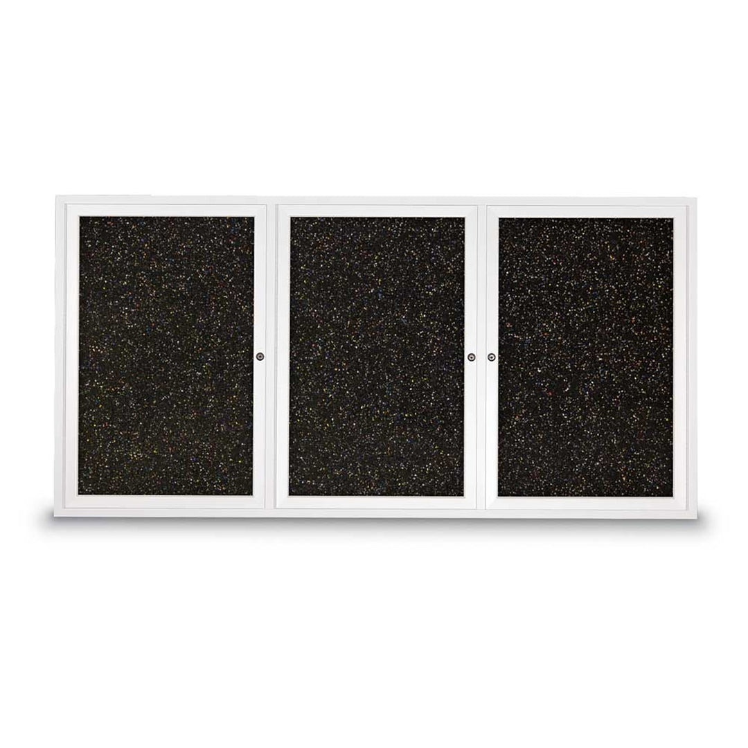 Triple Door Traditional Enclosed Black Recycled Rubber Bulletin Board