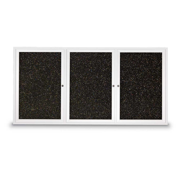 Triple Door Traditional Enclosed Black Recycled Rubber Bulletin Board