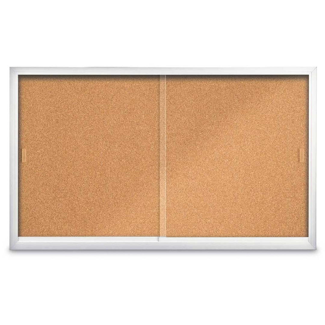 Enclosed Bulletin Board with Sliding Doors - Indoor Usage - Aluminum Frame