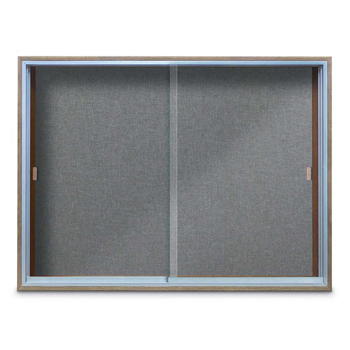 Enclosed Sliding Door Bulletin Board with Fabric Back Wood frame