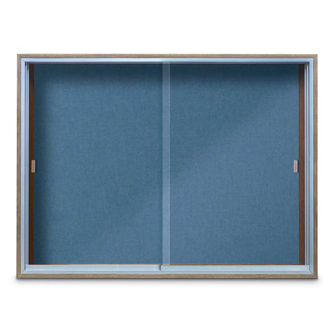 Enclosed Sliding Door Bulletin Board with Fabric Back Wood frame