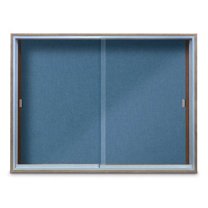 Enclosed Sliding Door Bulletin Board with Fabric Back Wood frame