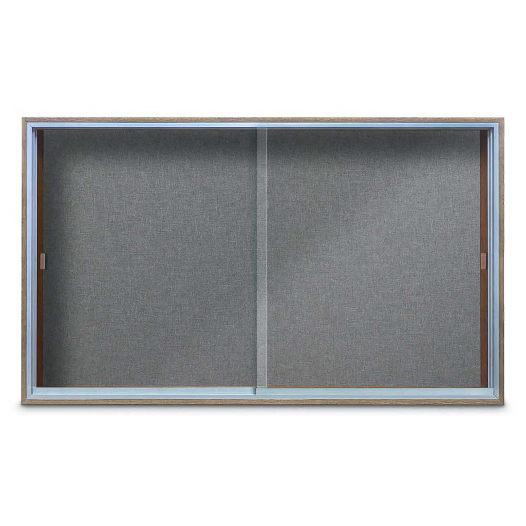 Enclosed Sliding Door Bulletin Board with Fabric Back Wood frame