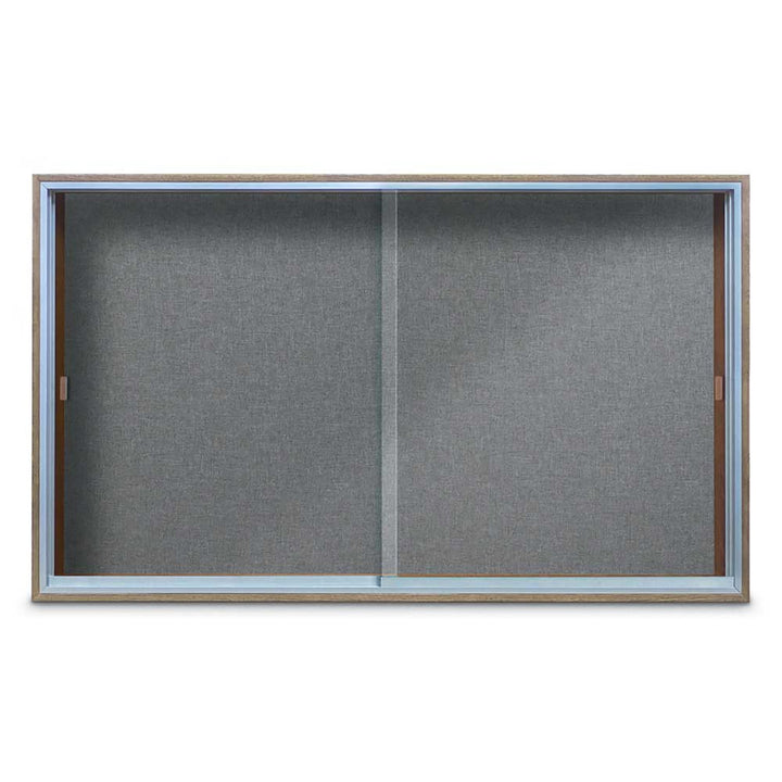 Enclosed Sliding Door Bulletin Board with Fabric Back Wood frame