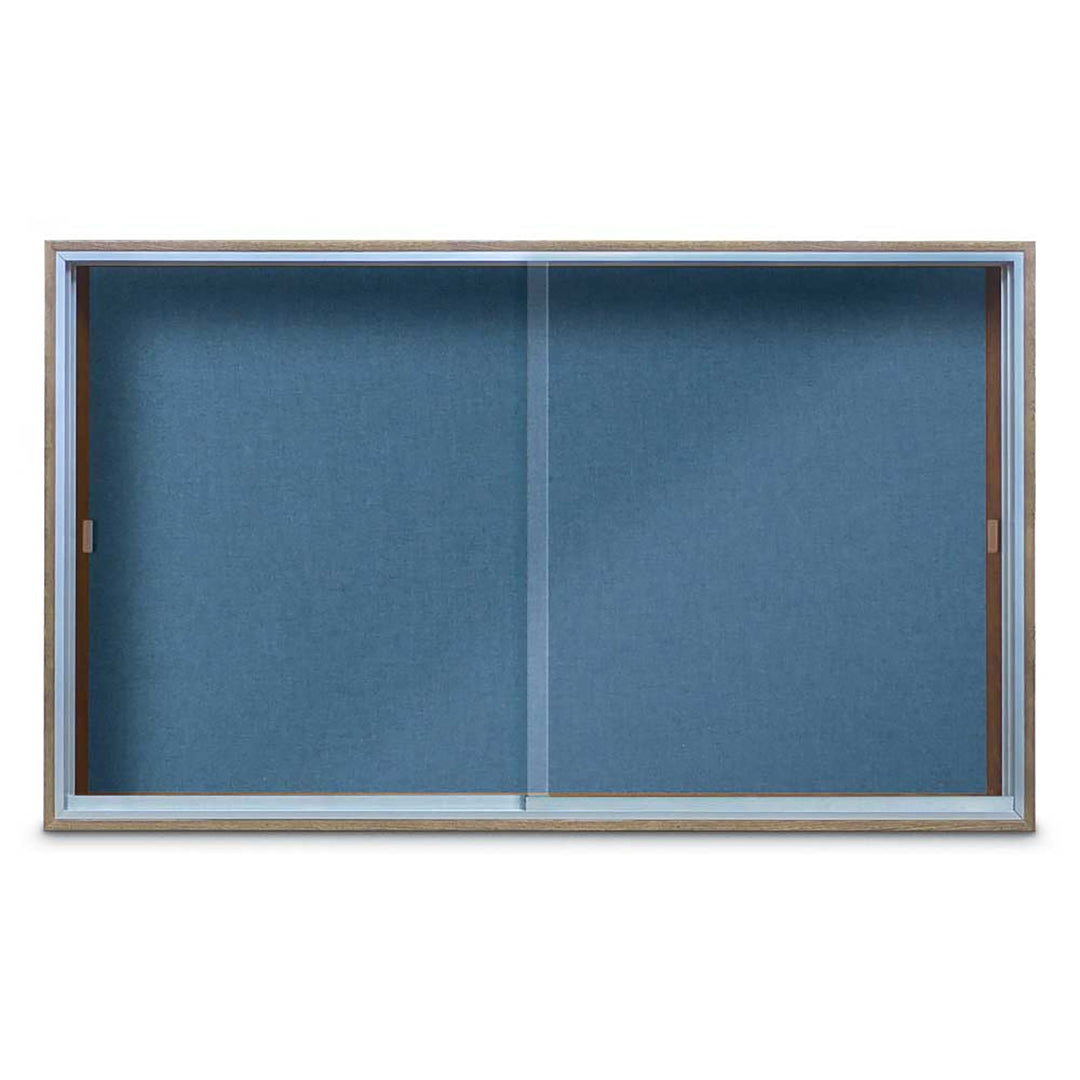 Enclosed Sliding Door Bulletin Board with Fabric Back Wood frame
