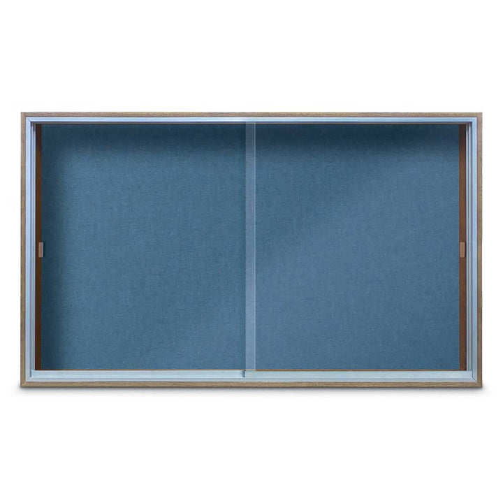 Enclosed Sliding Door Bulletin Board with Fabric Back Wood frame
