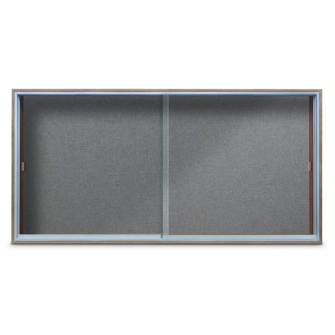 Enclosed Sliding Door Bulletin Board with Fabric Back Wood frame