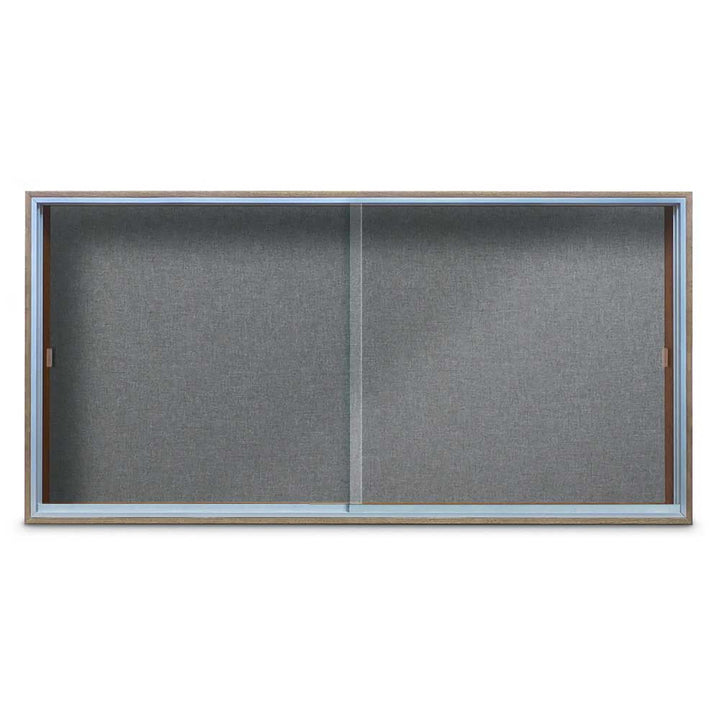 Enclosed Sliding Door Bulletin Board with Fabric Back Wood frame