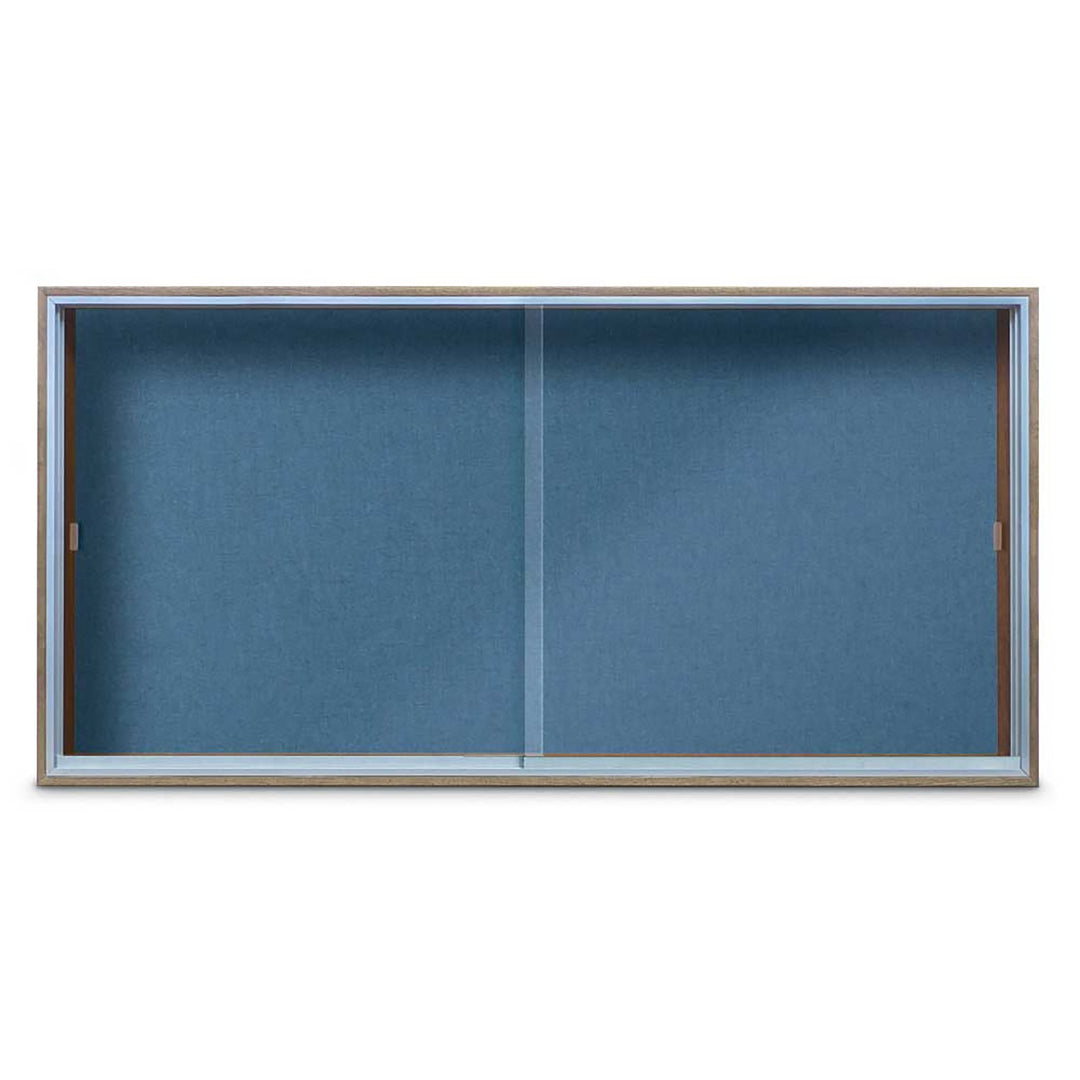 Enclosed Sliding Door Bulletin Board with Fabric Back Wood frame