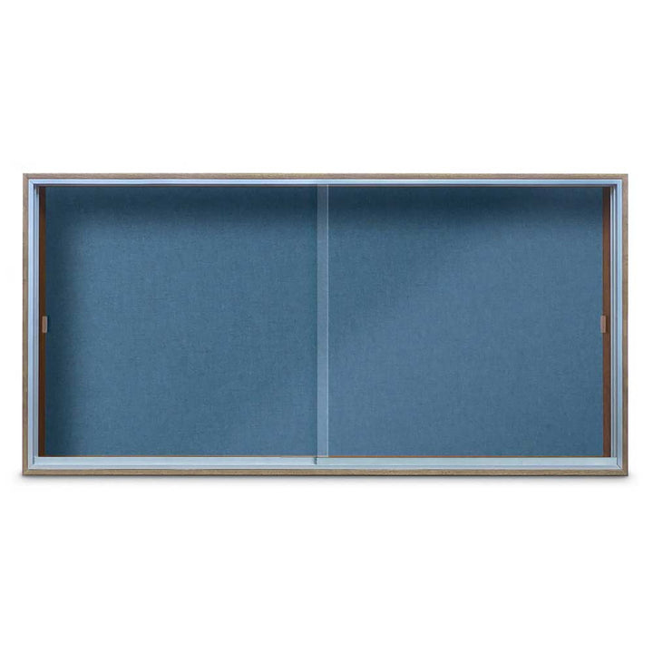 Enclosed Sliding Door Bulletin Board with Fabric Back Wood frame