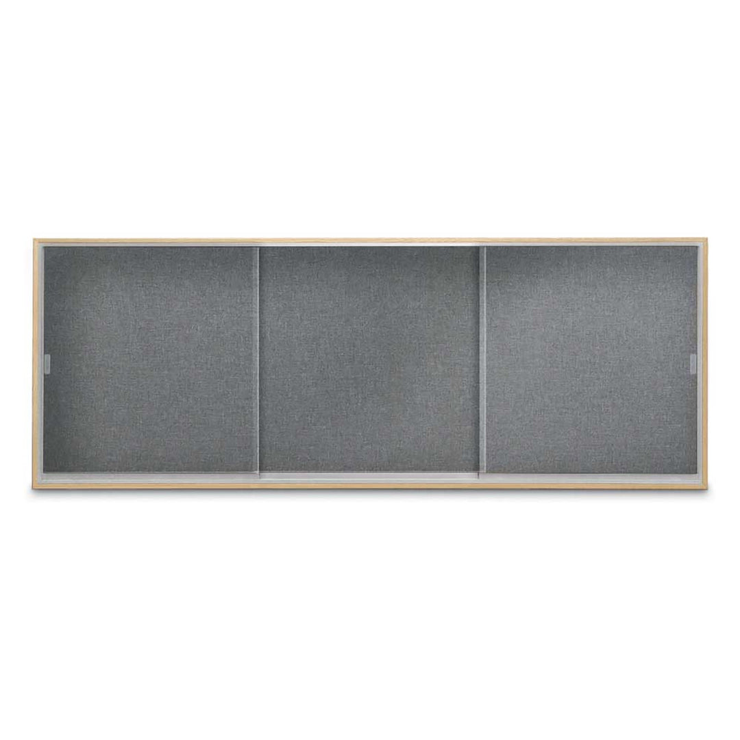 Enclosed Sliding Door Bulletin Board with Fabric Back Wood frame