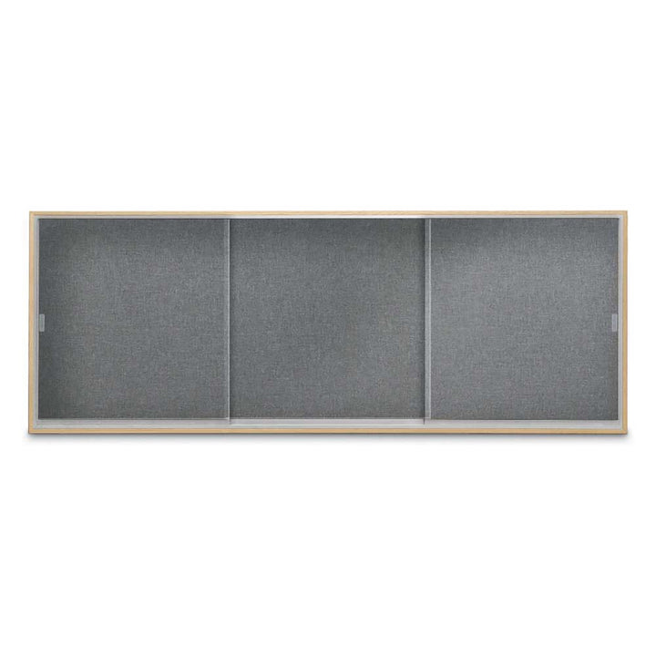 Enclosed Sliding Door Bulletin Board with Fabric Back Wood frame
