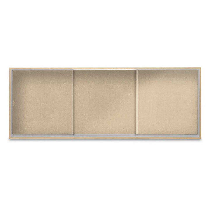 Enclosed Sliding Door Bulletin Board with Fabric Back Wood frame