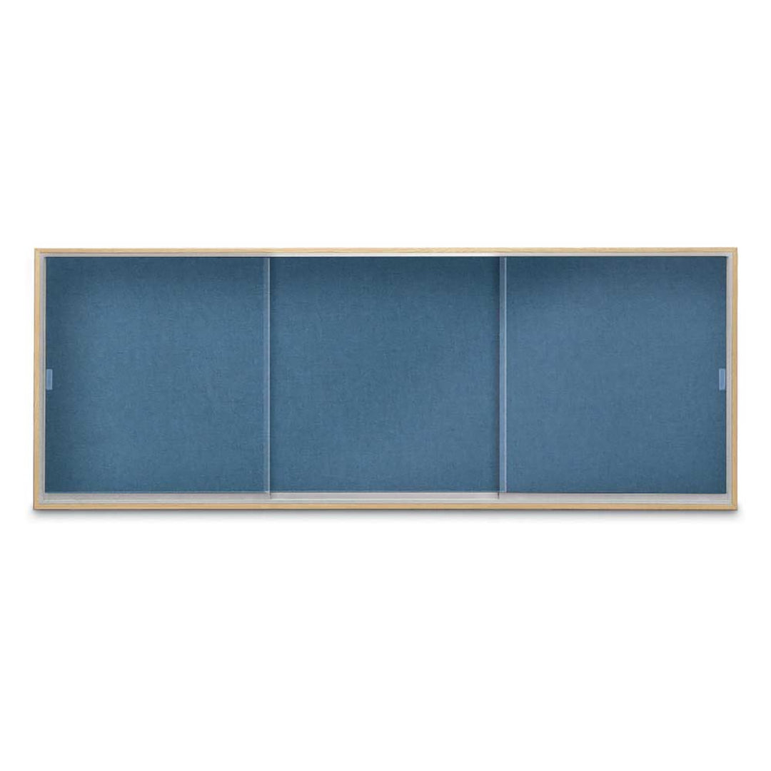 Enclosed Sliding Door Bulletin Board with Fabric Back Wood frame