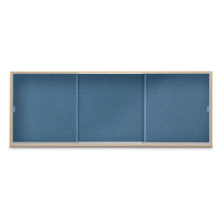 Enclosed Sliding Door Bulletin Board with Fabric Back Wood frame