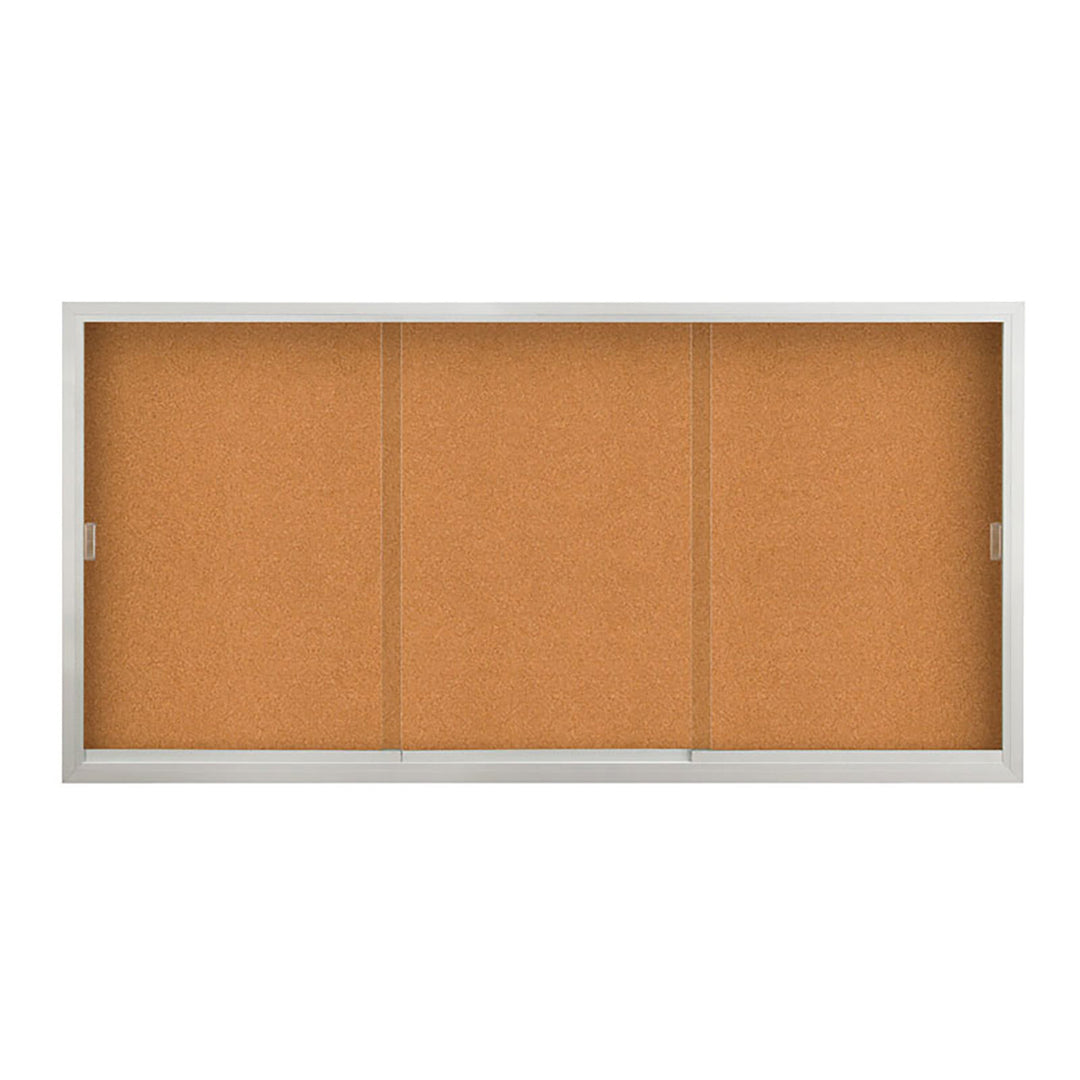 Enclosed Bulletin Board with Sliding Doors - Indoor Usage - Aluminum Frame