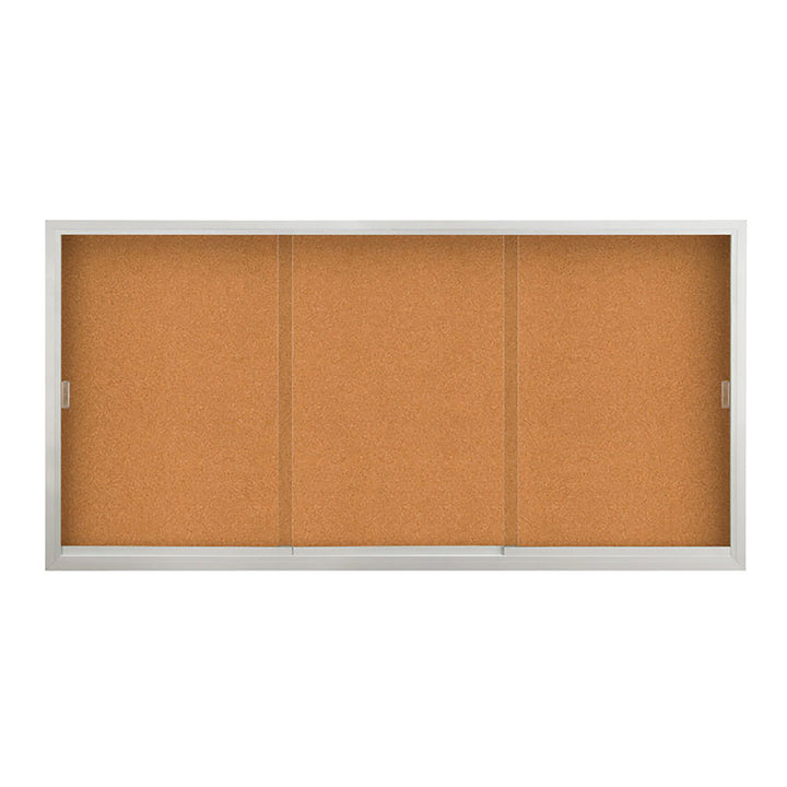 Enclosed Bulletin Board with Sliding Doors - Indoor Usage - Aluminum Frame