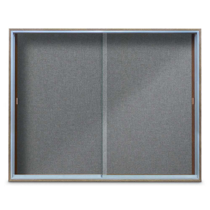 Enclosed Sliding Door Bulletin Board with Fabric Back Wood frame