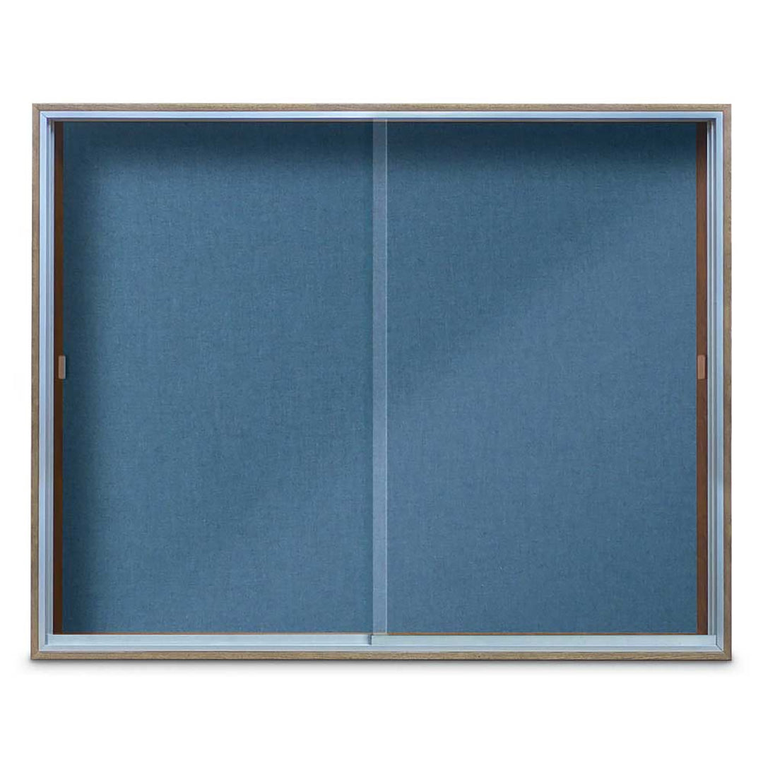 Enclosed Sliding Door Bulletin Board with Fabric Back Wood frame