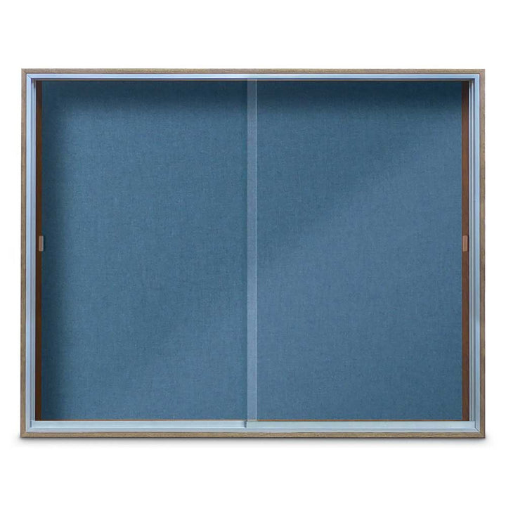 Enclosed Sliding Door Bulletin Board with Fabric Back Wood frame