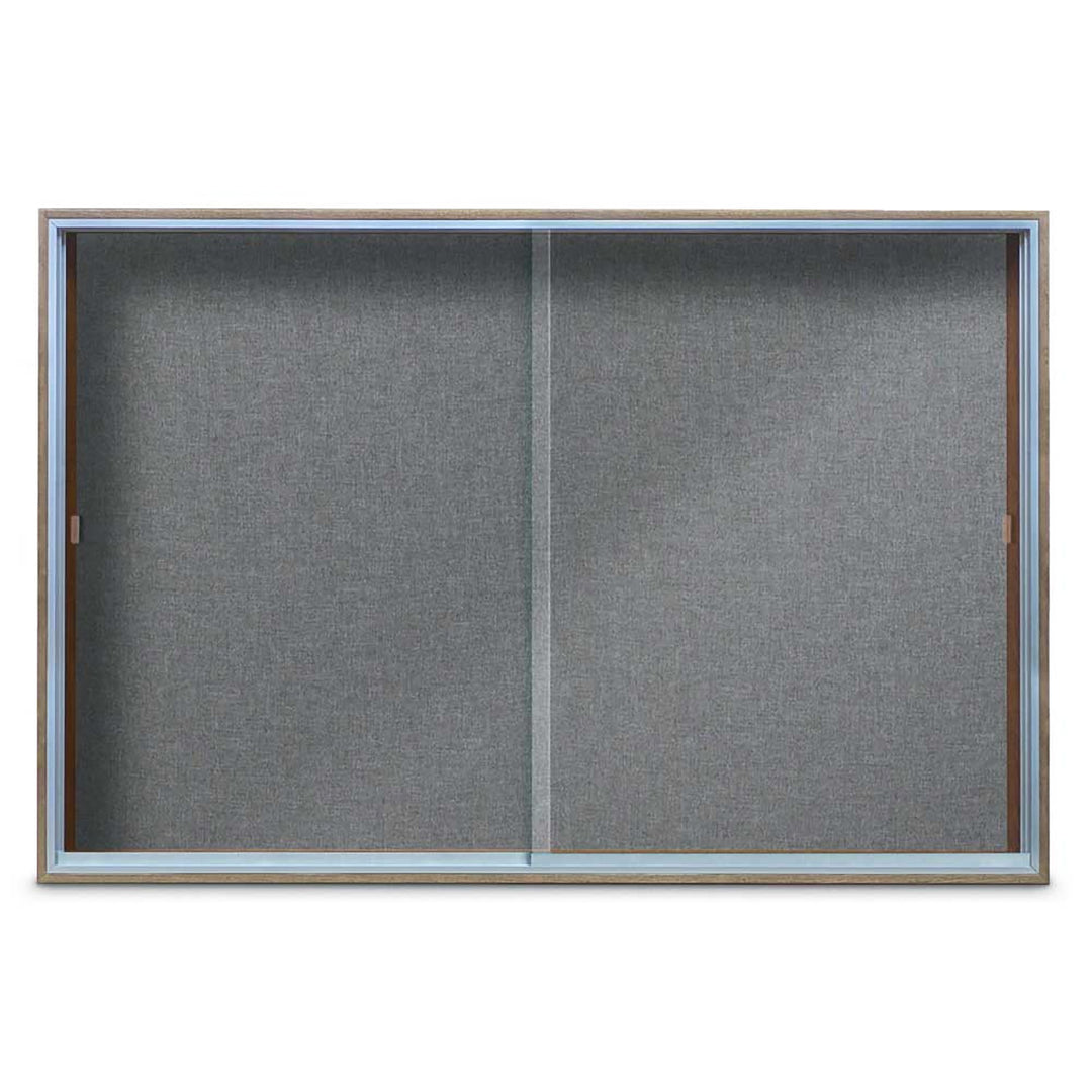 Enclosed Sliding Door Bulletin Board with Fabric Back Wood frame
