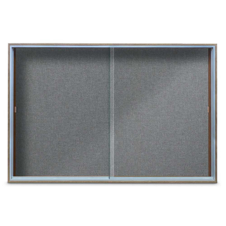 Enclosed Sliding Door Bulletin Board with Fabric Back Wood frame