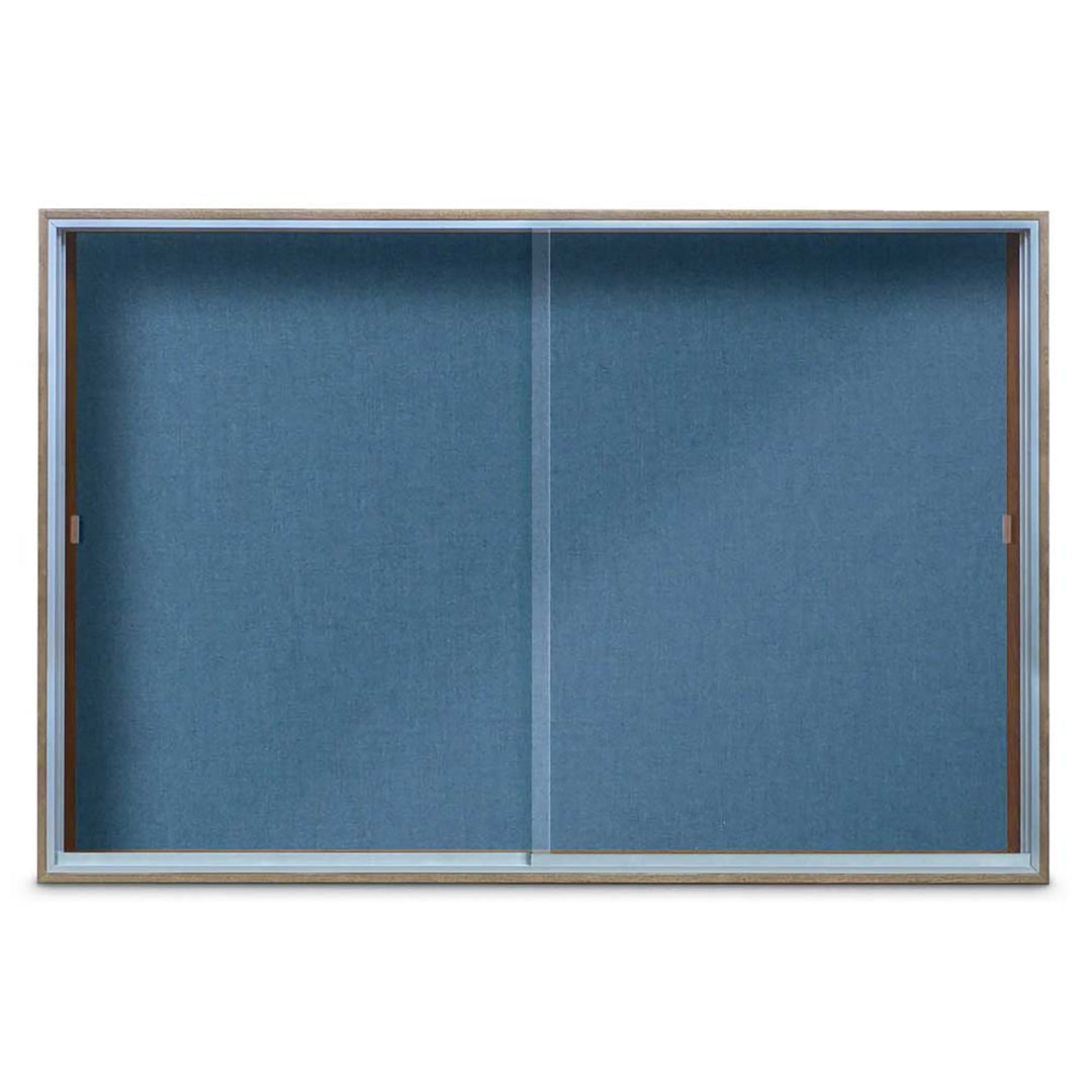 Enclosed Sliding Door Bulletin Board with Fabric Back Wood frame