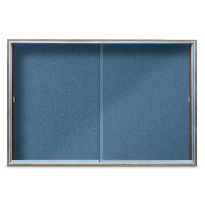 Enclosed Sliding Door Bulletin Board with Fabric Back Wood frame
