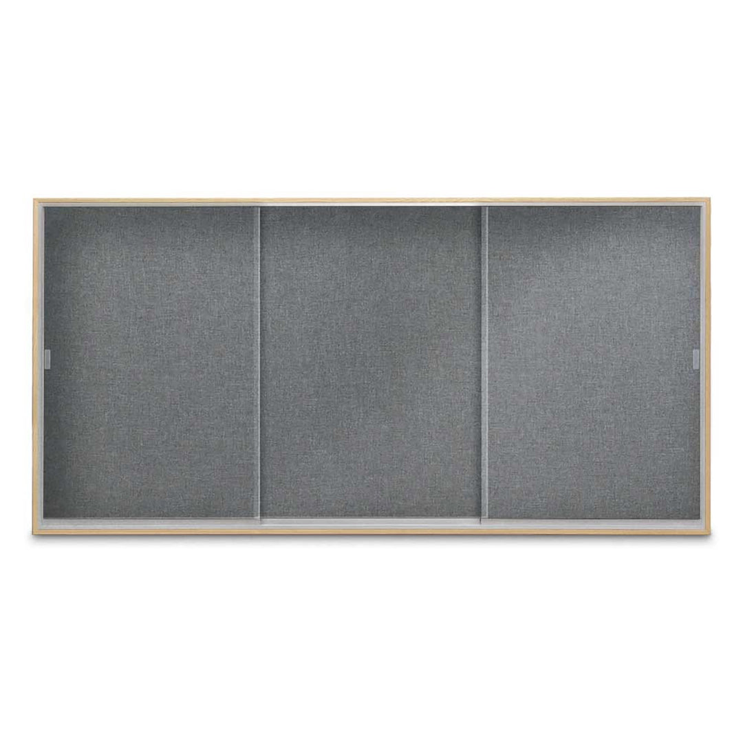 Enclosed Sliding Door Bulletin Board with Fabric Back Wood frame