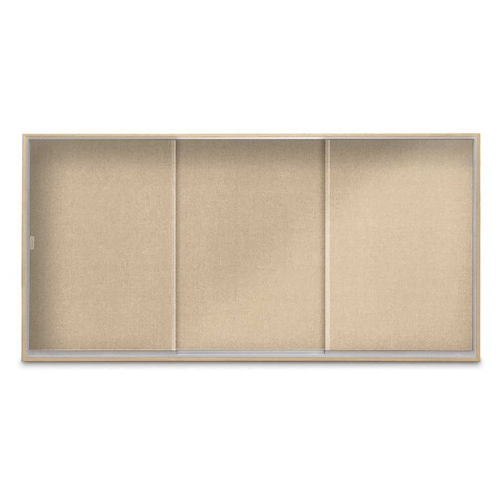 Enclosed Sliding Door Bulletin Board with Fabric Back Wood frame