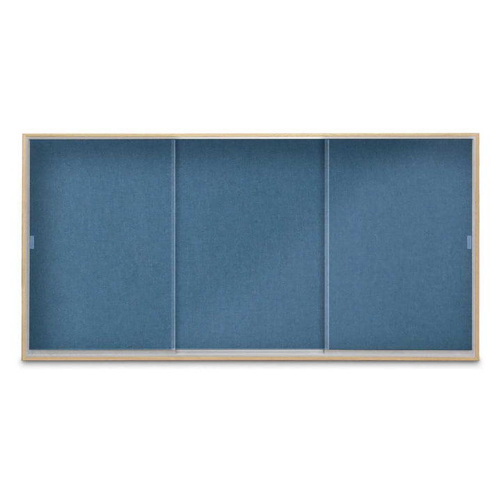 Enclosed Sliding Door Bulletin Board with Fabric Back Wood frame