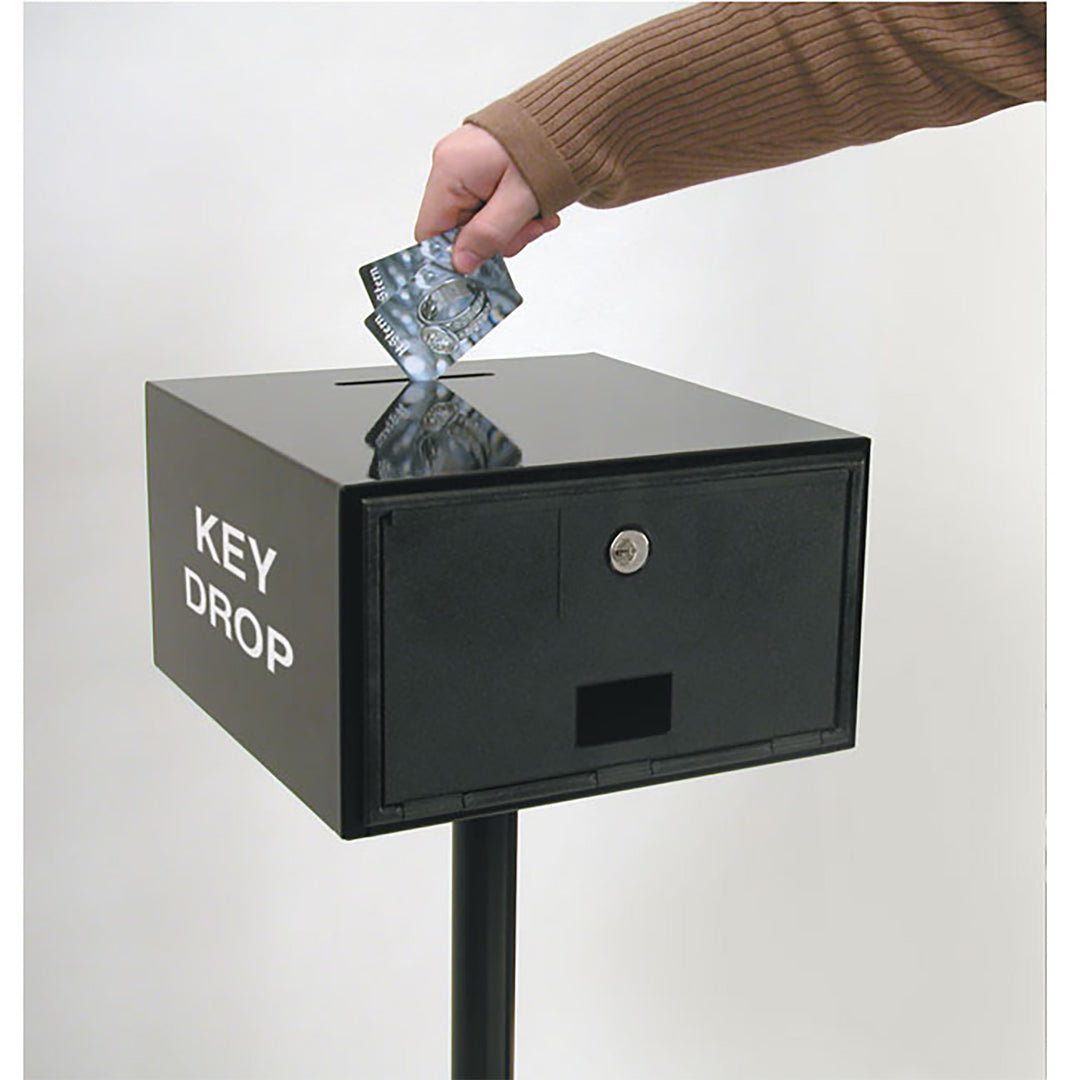 Drop Box on Black Metal Stand 11"W x 6 1/4"H x 12"D