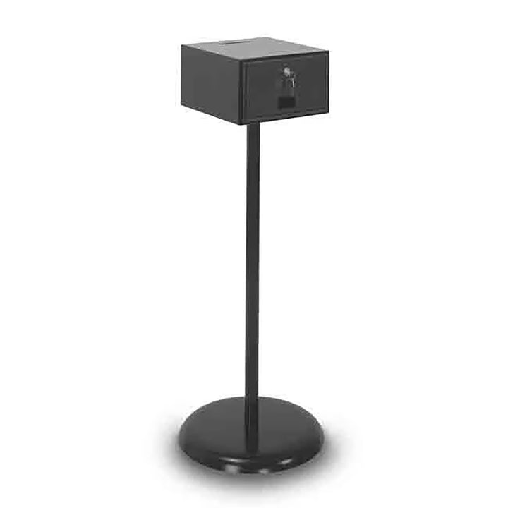 Drop Box on Black Metal Stand 5 1/2"W x 6 1/4"H x 12"D