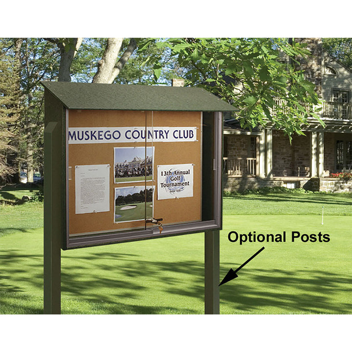 Outdoor Message Center with Natural Cork Tack Surface - Optional Posts