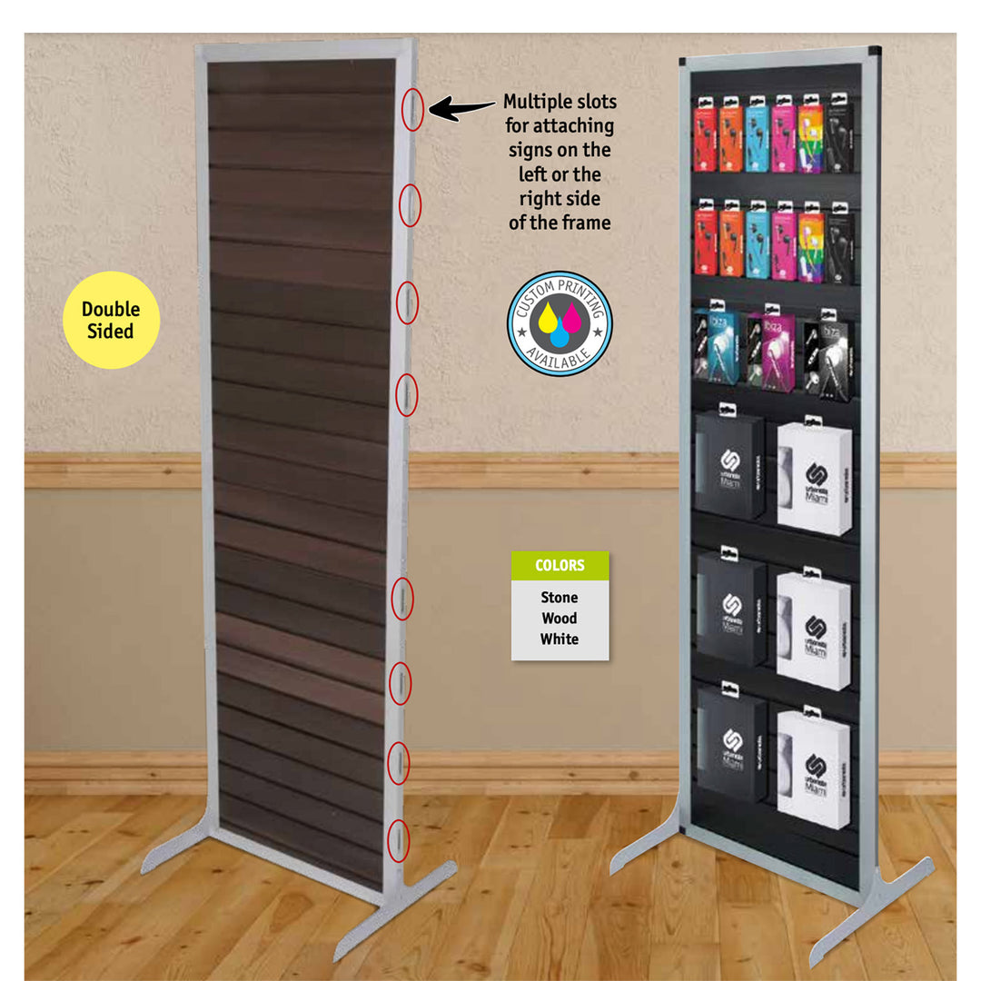 Slatwall Tower Double Sided - Wood Effect