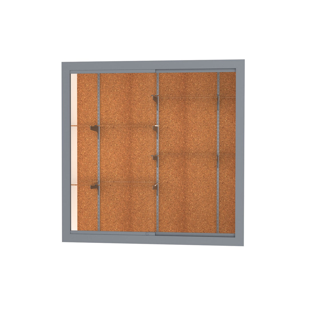 Recessed Wall Display Case 48"W X 48"H Satin Alum. Frame