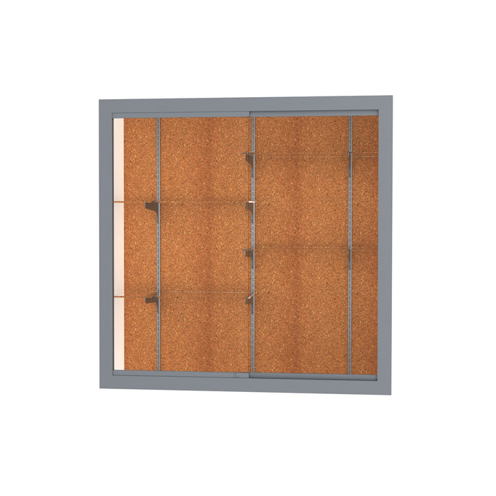 Recessed Wall Display Case 48"W X 48"H Satin Alum. Frame