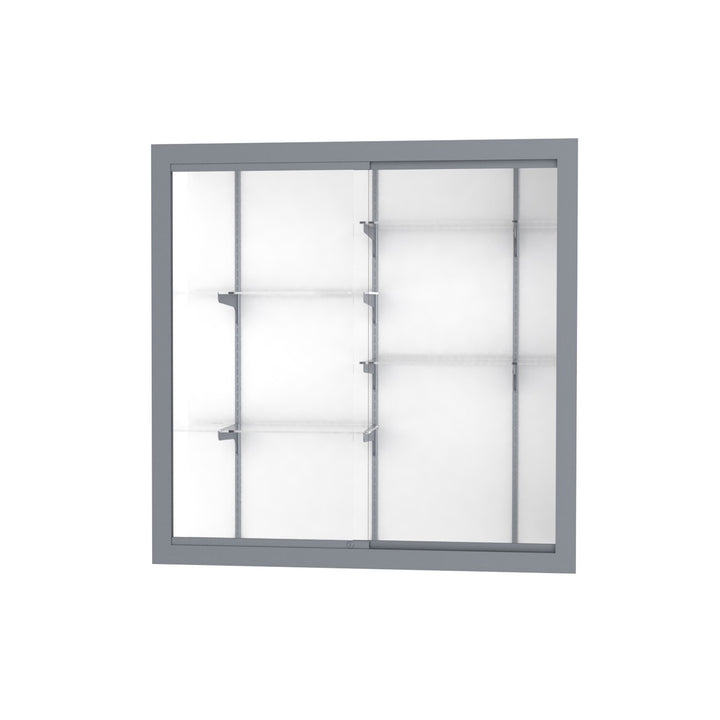 Recessed Wall Display Case 48"W X 48"H Satin Alum. Frame