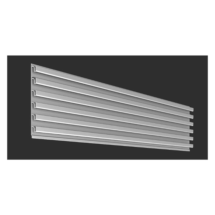 Aluminum Slatwall Panel 1" O.C. 6"H x 96"L Flat Back w/Raw Aluminum Finish