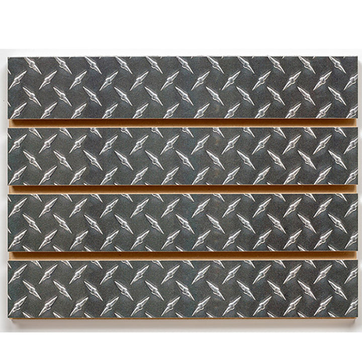 Black Chrome Diamond Plate Slatwall Panel MDF