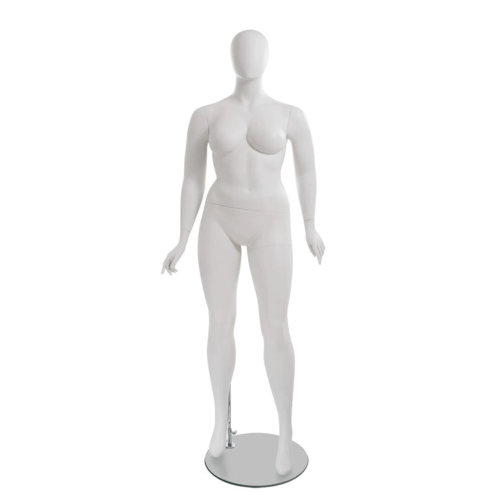 Amber Plus Size Female Mannequin Pose 2, Matte White, Oval Head
