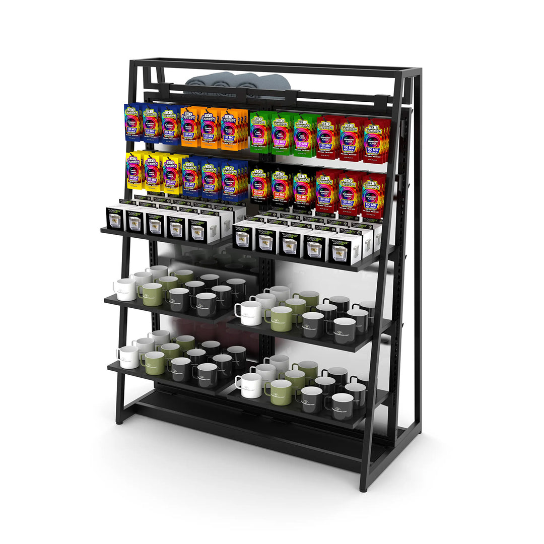 Aspect 48" Floor Merchandiser with Display Hooks and Shelves - Kit 4