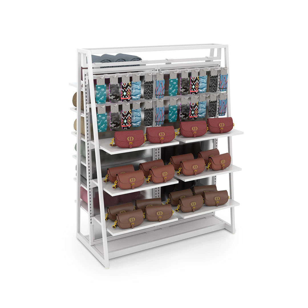 Aspect 48" Floor Merchandiser with Display Hooks and Shelves - Kit 4