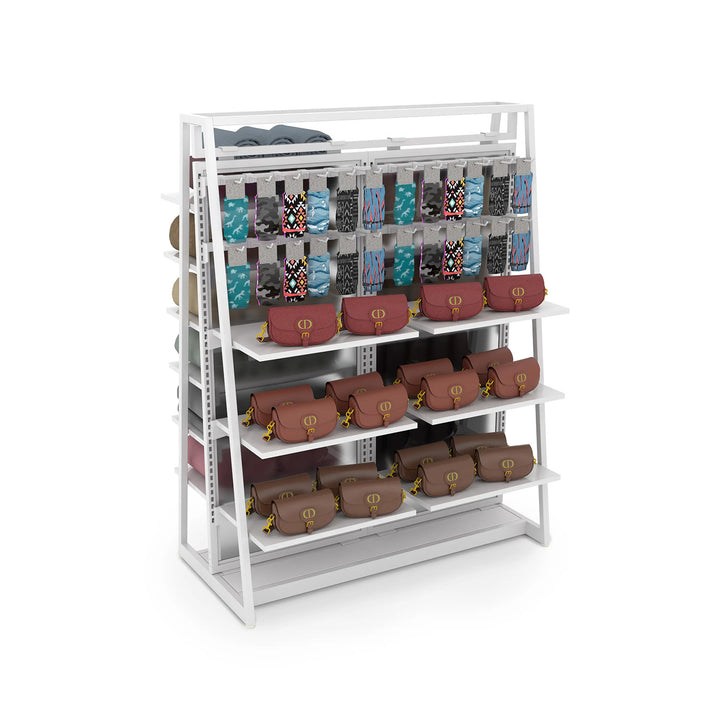 Aspect 48" Floor Merchandiser with Display Hooks and Shelves - Kit 4