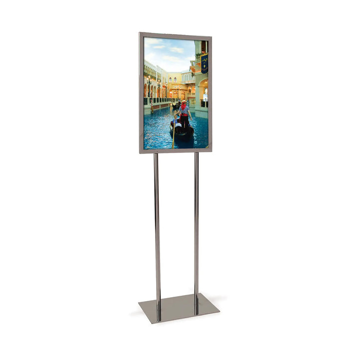 14" x 22" Bulletin Sign Holder w/ Flat Base - Chrome